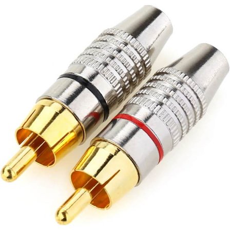 Sæt med 2 forgyldte RCA phono han-stik til 2 skrueterminaler, ZQKLA