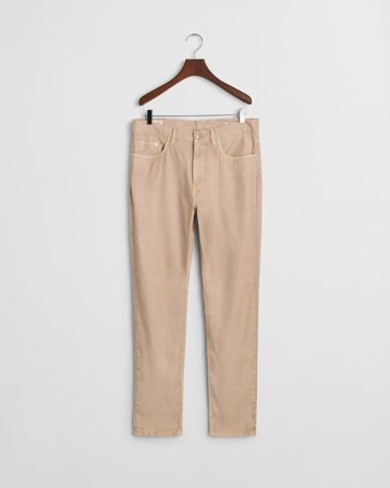 GANT Herren Slim Fit Jeans aus Baumwolle und Leinen (38/32) Braun Beige