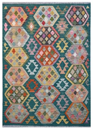 Kilim Afghan Old Style Rug Hand Woven 126X180 Black/Dark Grey