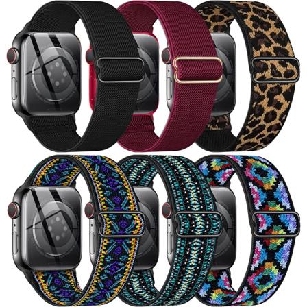 6-pack stretchiga nylon solo-loop för Apple Watch-armband 6pcs 1 45mm/44mm/42mm/49mm
