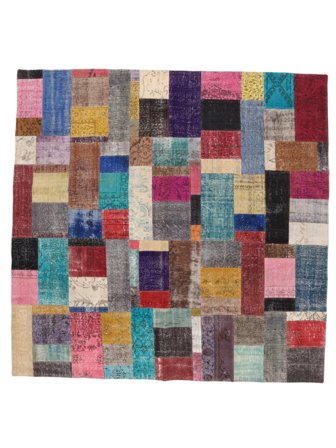 Vintage Duży Patchwork Dywan 302X302 Wełna