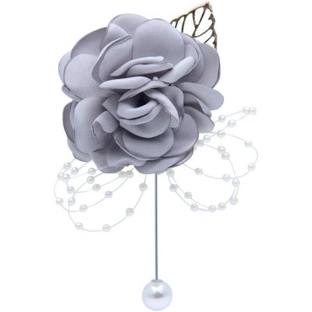 Herre Boutonniere Knaphull Blomster Brudgom Brudgom Groomsmen Beste Mann Boutonniere Corsage for Bryllup Hjemkomst Prom (Lysegrå, Pakke med 2)