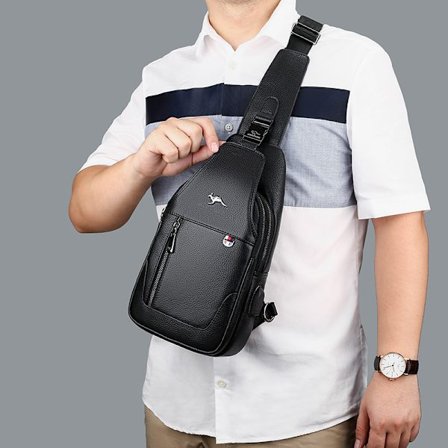 Herre skinn brystveske Herreveske Messenger Bag Skinn Skulder