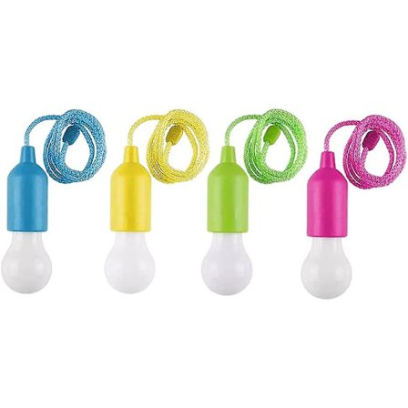 4-pak, LED Trækordslys, Hængende Lysstreng, Bærbar Batteridrevet Campinglampe