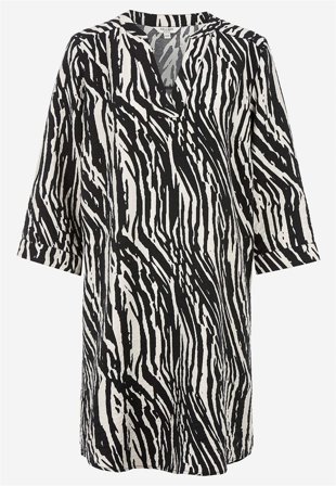 Cellbes of Sweden - Vævet kjole i sort / beige / mønstret til damer i størrelse 42/44