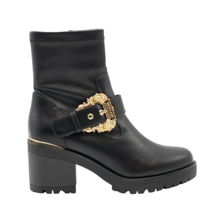 Versace Jeans Couture Laarzen In Leerlook Met Blokhak , Zwart , Dames , Maat: 38 EU