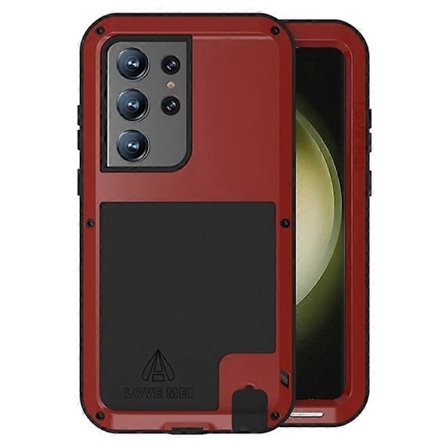 LOVE MEI Deksel til Samsung Galaxy S23 Ultra Mobiltelefon Silikon+Metall Støtsikkert Telefondeksel