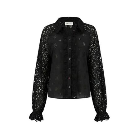 Pom Amsterdam - Blouse Broderie - Black , Zwart , Dames , Maat: M