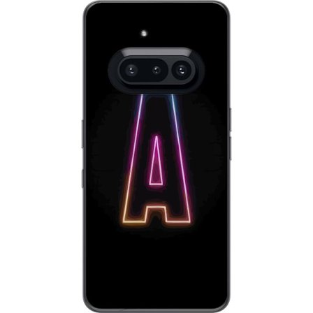 Kompatibel Mobilcover til Nothing Nothing Phone (3a) Minimalistisk neonbogstav A i regnbuefarvet lys mod sort baggrund i moderne typografisk stil