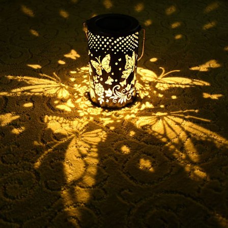 Solcelledrevne hule sommerfugl-lys, dekorative solcelle-bordlamper, dekorative solcelle-hengelys, fest, hage, trær, innendørs og utendørs vanntett 