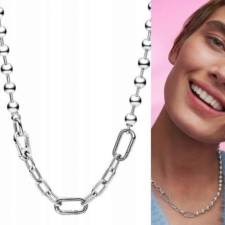 925 Silver Me Halsband Med Metallkulor Och Länkar Med Original Logo