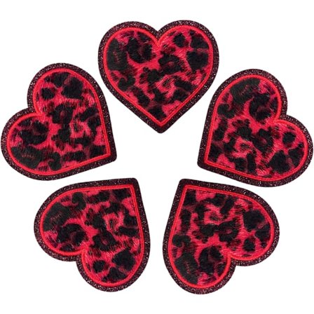 5 stk. strygemærker Leopard hjerteformet broderet Kawaii Applique Sy på modetilbehør Søde mærker DIY dekoration til reparation af tøj Jea