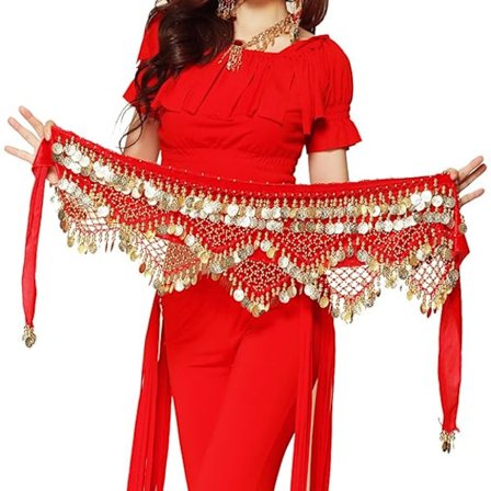 Söt magdans höftscarf för kvinnor med guldmynt, kjolar, omslag, ljudlig