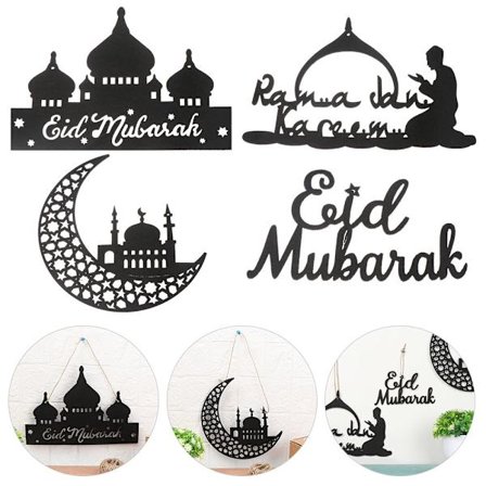 4 stk Eid Mubarak Henger Ramadan Dekor DIY Håndverk