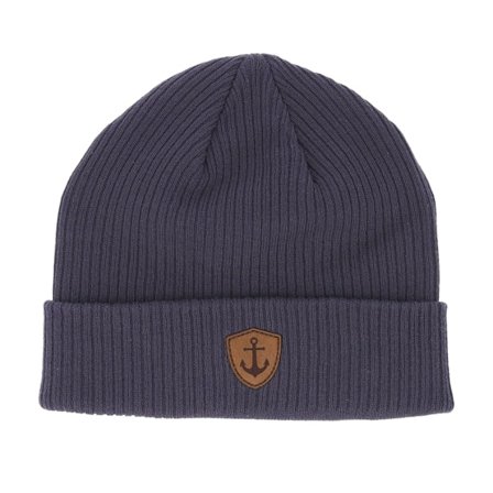 Jack Anchor - Black cuff Beanie - Engraved Anchor Shield Graphite Grey Cuff @ Hatstore