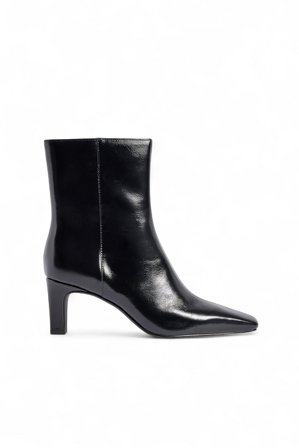 NA-KD Leder-Stiefeletten mit eckiger Spitze - Lederschuhe - Schwarz - EU 37