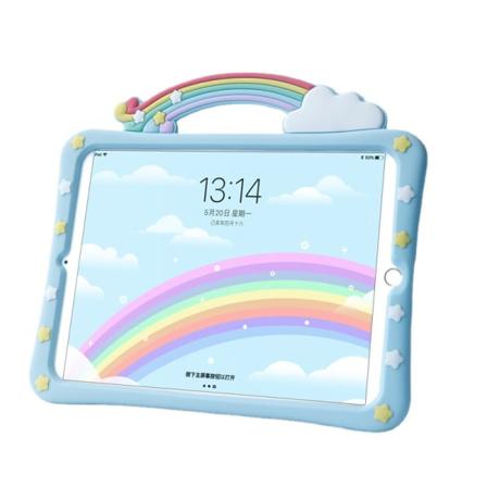 Barnfodral för iPad Pro/Air2(9,7 tum) Inbyggt handtagsstativ, Levereras med en rem Silikon Stötsäkert iPad-fodral (Blå)