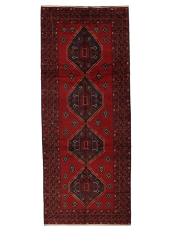 155X380 Alfombra Oriental Belouch De Pasillo Negro/Rojo Oscuro (Lana, Afganistán)