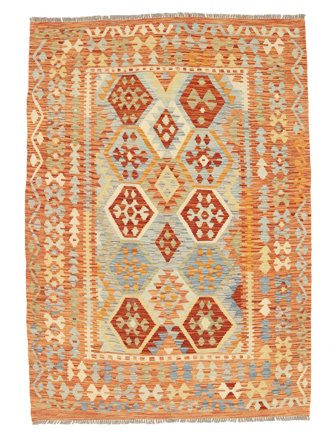 Kelim Afghan Old Style Vloerkleed Handgeweven 151X204 Bruin/Oranje Afghanistan