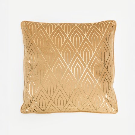 Fløjlspude 45x45cm, Karamel Guld