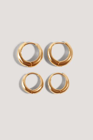 NA-KD Accessories - Short Hoop Earrings (2-Pack) - Smykker - Gold - One Size