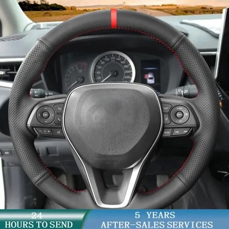 Anpassat bilrattflätat läderskydd kompatibelt med Toyota Avalon Camry 2018-2019 Crown 2018-2019 Corolla 2018-2020 RAV4 2019