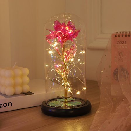 Galaxy Rose med LED-lys, lysende roseblomster, kunstig blomstergave til kone, mor, bedstemor