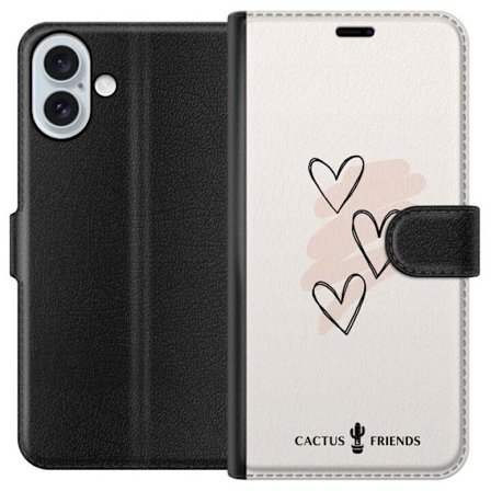 Yhteensopiva Lompakkokotelo Apple Apple iPhone 16 Plus Cactus and Friends - Soft Romance Sketch