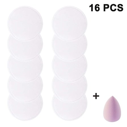 Washable Make-up Pads, Face Make-up Remover,16 Make-up Wipes Of Bamboo