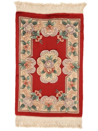 Handgeknoopt China 90 Line Vloerkleed 60X90 Bruin/Donkerrood
