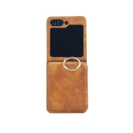 Samsung Galaxy Z Flip 5, Ring Cover, Foldbar Skærm Cover (Lysebrun)