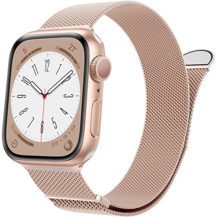 Mesh Loop-armband i stål med magnetlås för dam och herr, ersättning för iWatch-armband (45 mm/44 mm/42 mm/49 mm, Regnbåge).