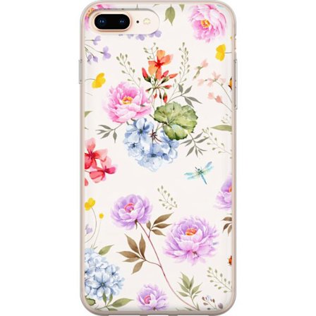 Yhteensopiva Puhelinkuori Apple Apple iPhone 7 Plus Kukkakuviota käsinmaalatuilla kukilla, perhosilla ja hyönteisillä romanttiseen skandinaaviseen