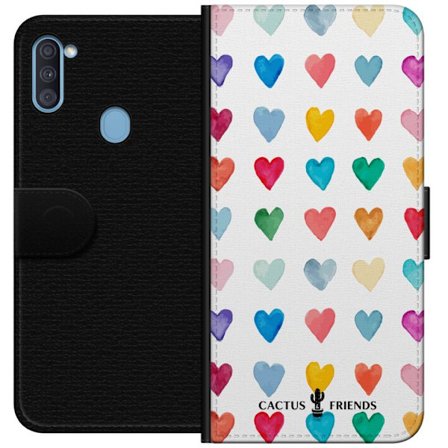 Yhteensopiva Lompakkokotelo Samsung Samsung Galaxy A11 Cactus and Friends - Watercolor Love Grid