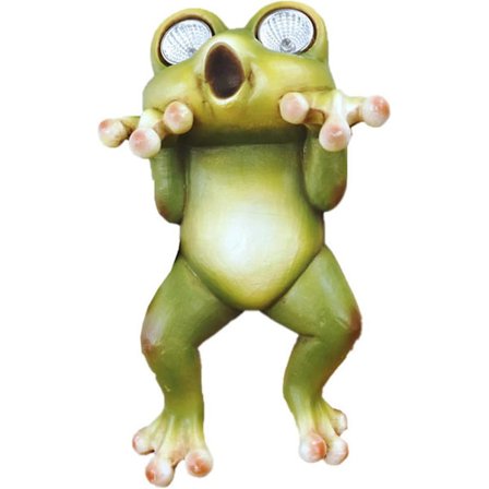 Qsdgfh Frosk Solcelle Hagelys Søt Vanntett Resin Frosk Statue LED Lys Frosk Figur Ornament For Utendørs Hage Gård Plen Gjerde Dekor