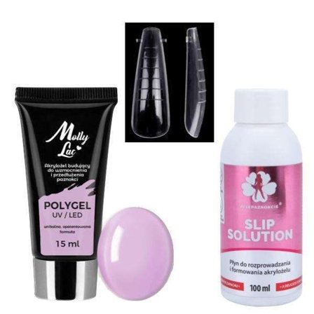 Kit Polygel Wild orchid - Dualform, Formtippar - Slip solution