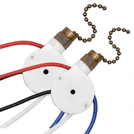 2 STK Loftventilator Lyskontakt ZingEar ZE-208S E89885 3 Hastigheder 4 Lednings Ventilator Kontakt Træk Kæde, Ventilator Lyskontakt, Bronze