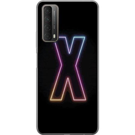 Kompatibel Mobilcover til Huawei Huawei P smart 2021 Neonbogstav X i stærke farvevariationer mod sort baggrund, kraftfuldt typografisk design med tyd