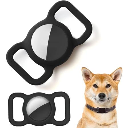 2-pack Apple Airtag Skal Till Hundhalsband Silikon Svart