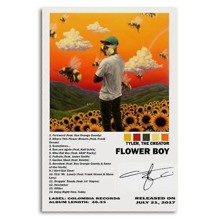 Flower Boy Tyler, the Creator Album Cover Poster Lerretsplakat Soverom Sports Landskap Kontor Rom Perfekt for enhver romdekor Gave P