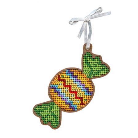 Broderikit med pärlor MP Studia "Julgransdekoration - Godis" 8x9 cm