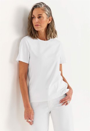 Cellbes of Sweden - Kortærmet jerseytop i hvid til damer i størrelse 34/36