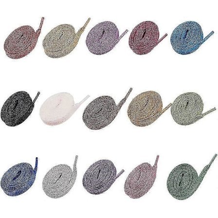 15 Par Glitter Skolisser Flate Skolisser Polyester Snor Flat Skolisse (Tilfeldig Farge) (LGL)