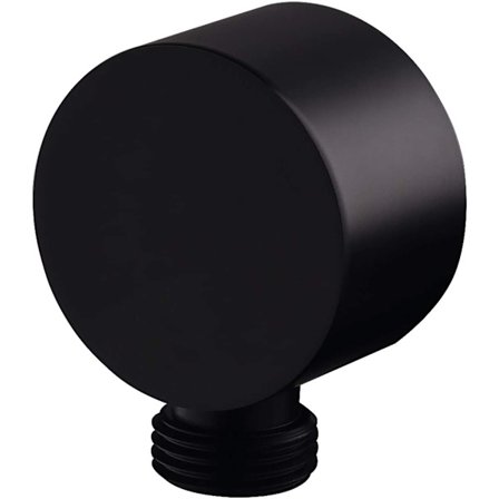 Dusjsokkel Dusjslangekobling Rund Veggforbindelse Albue (Svart)