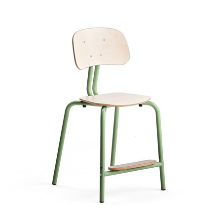 Klassenzimmerstuhl YNGVE, 4 Beine, grün, Birke, H 520 mm