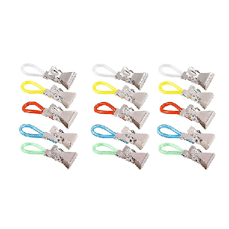 15 stk Klesklyper Husholdnings Metall Fargerike Håndkle Hengeklemmer På Kroker Løkker Håndklehenger Hengeklesklyper Kjøkken (5 farger)