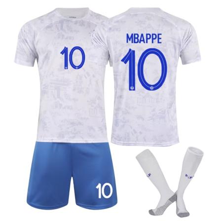 22-23 hjem fotballdrakt nr. 10 Mbappe Dembele 19 Benzema landslag hjem og borte barnedrakt K1 No10 M