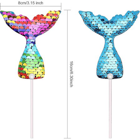 14 stk. Havfruehale-kakepyntsett - Vendbare paljetter - Cupcake-pynt - Nyhet - Havfrue-kakedekorasjon til babyshower, brudebrunsj, bryllup og mer