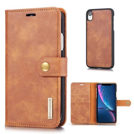 DG.MING iPhone Xr 2-in-1 lompakkokotelo - Ruskea