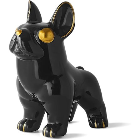 Söt hundfigur heminredning, samlarobjekt svart keramisk fransk bulldog staty dekoration vardagsrum sovrum kontor soffbord, presentidéer för kvinnor